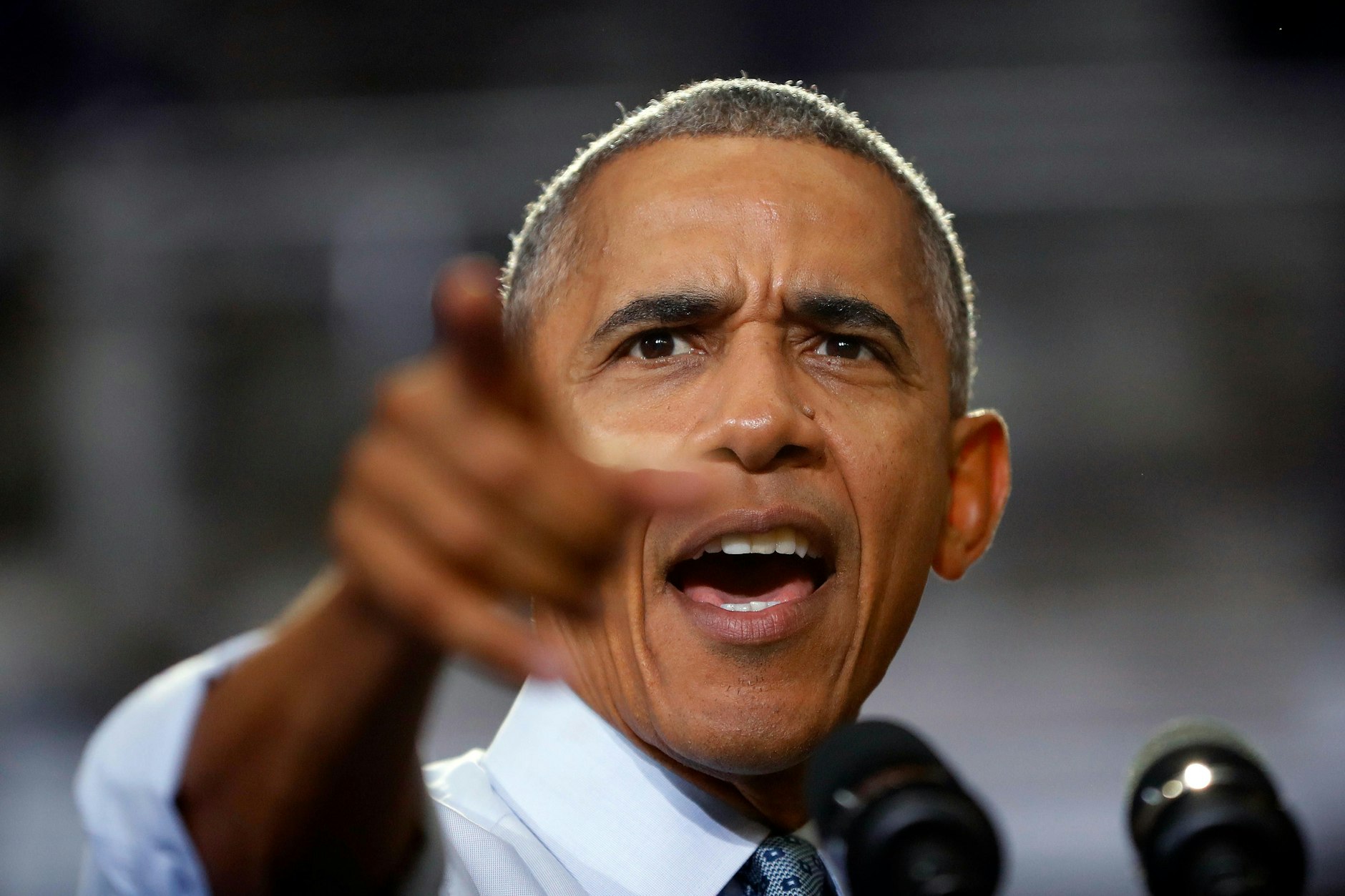 Zeigt mit dem Finger auf Trump: Barack Oabama