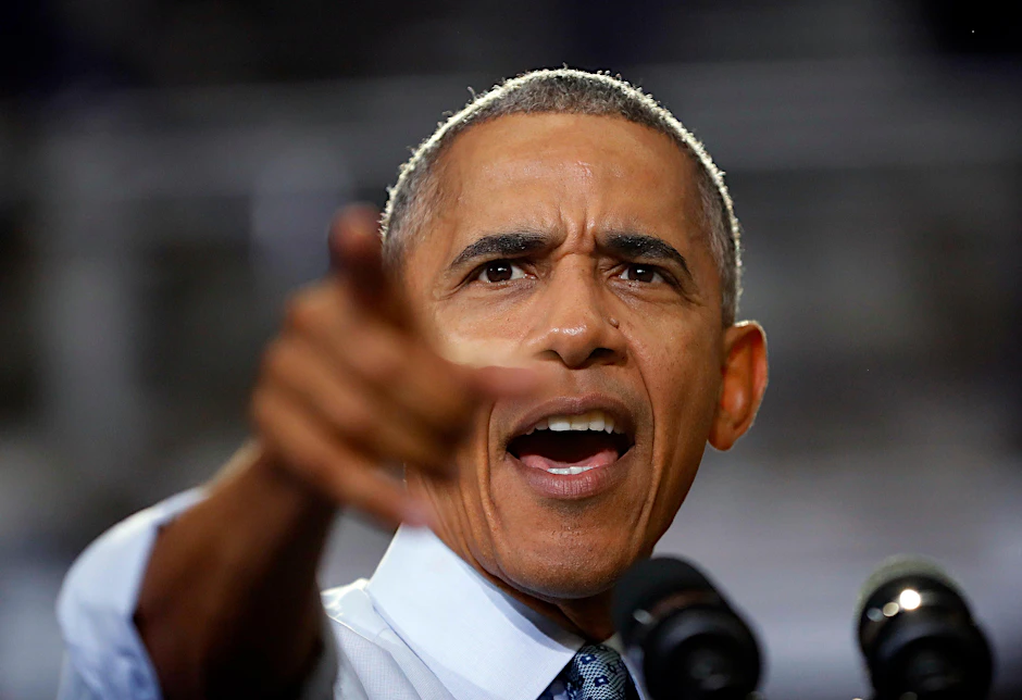 Zeigt mit dem Finger auf Trump: Barack Oabama
