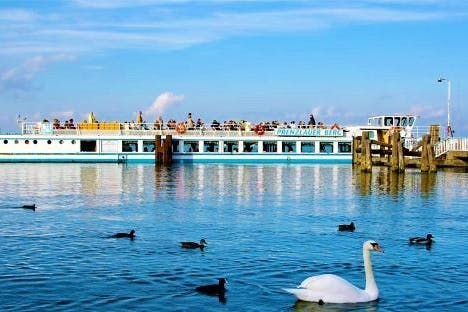 Anlegestelle „Rübezahl“ am Müggelsee. Hier gibt es auch ein Restaurant.