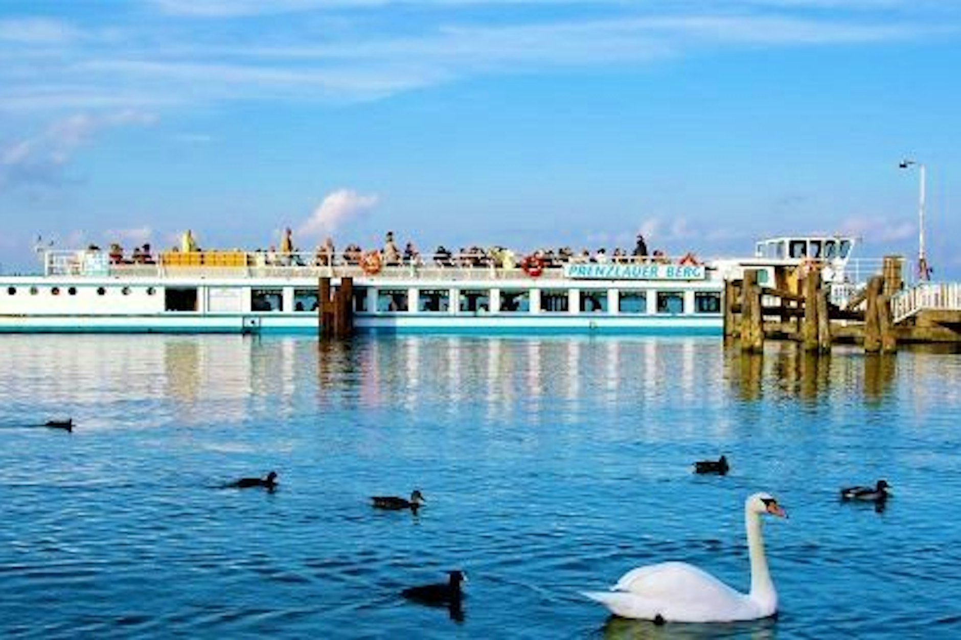 Anlegestelle „Rübezahl“ am Müggelsee. Hier gibt es auch ein Restaurant.