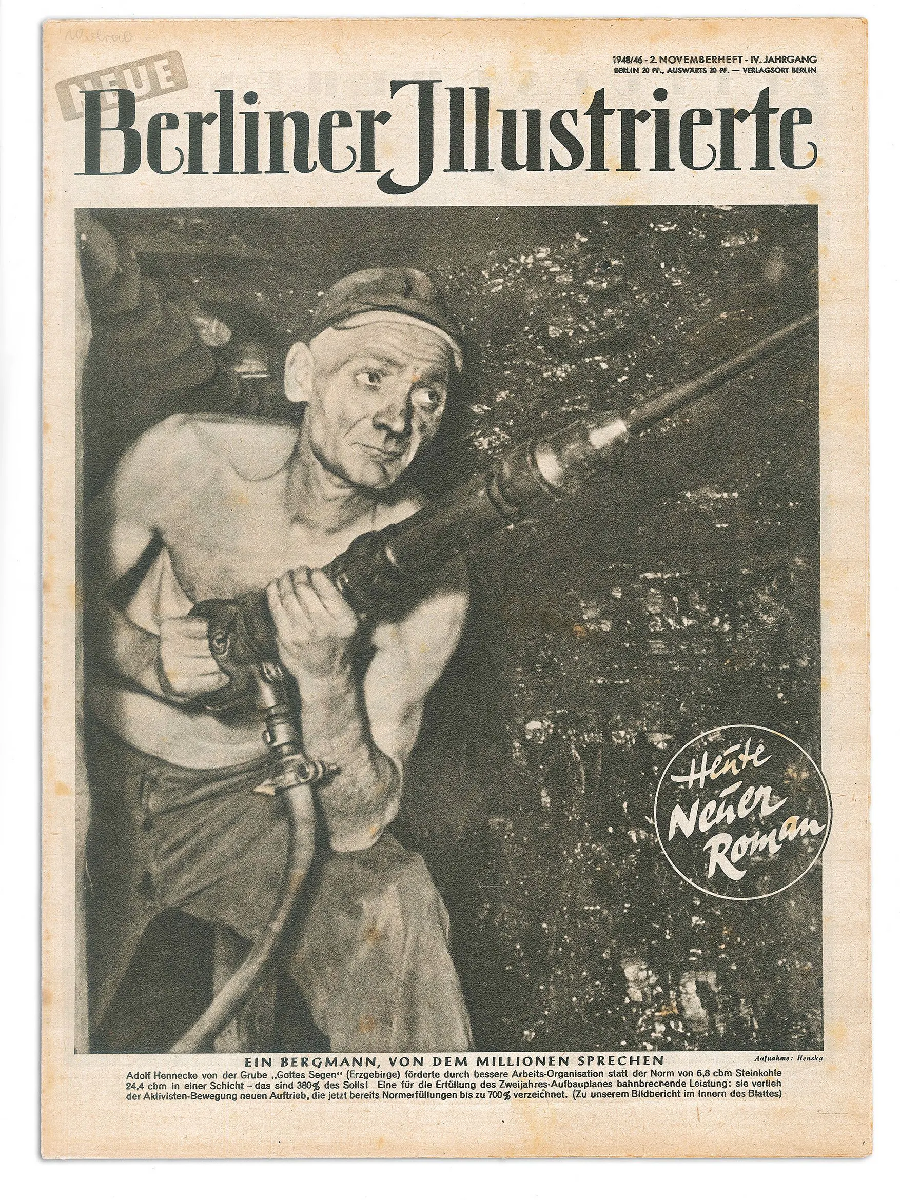 Alle Zeitungen in der DDR berichteten damals über den Arbeitseinsatz von Bergmann Adolf Hennecke.