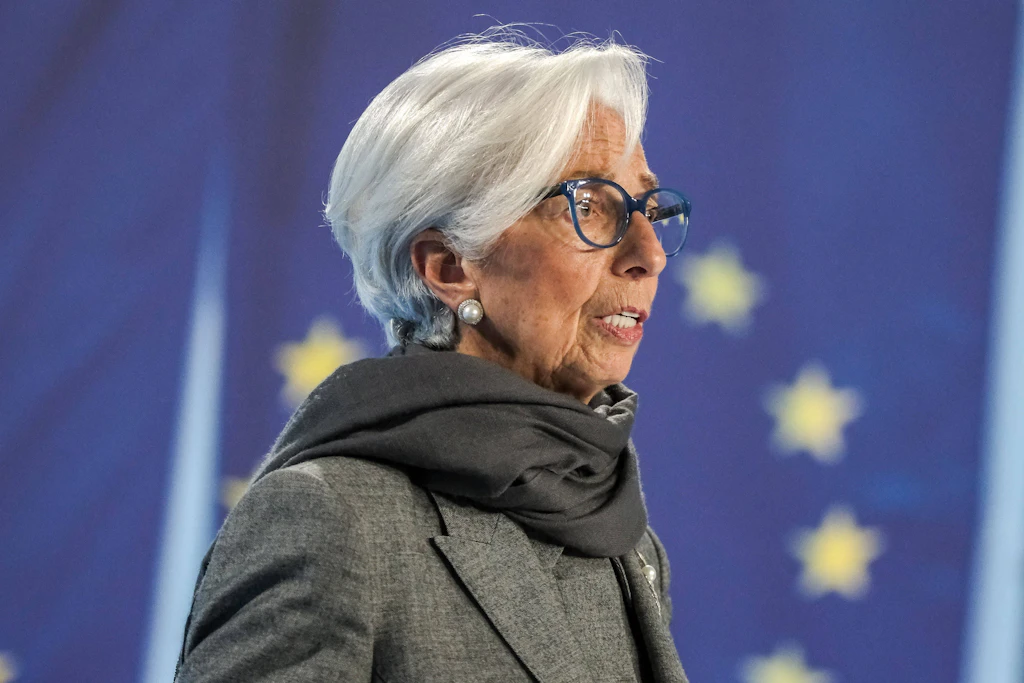 Christine Lagarde, die Präsidentin der EZB, bei einer Pressekonferenz der Europäischen Zentralbank
