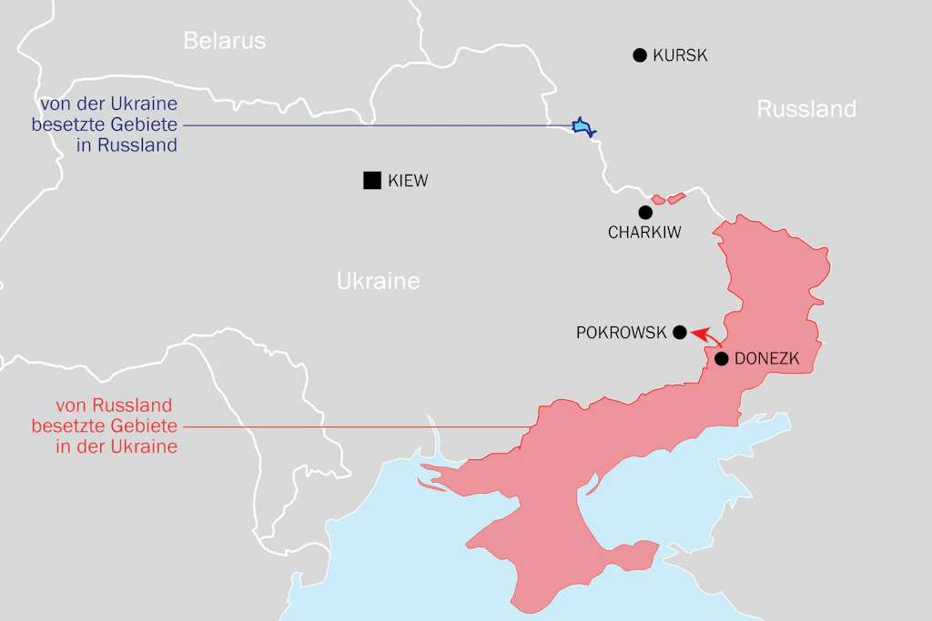 Besetzte Gebiete im Ukraine-Krieg.