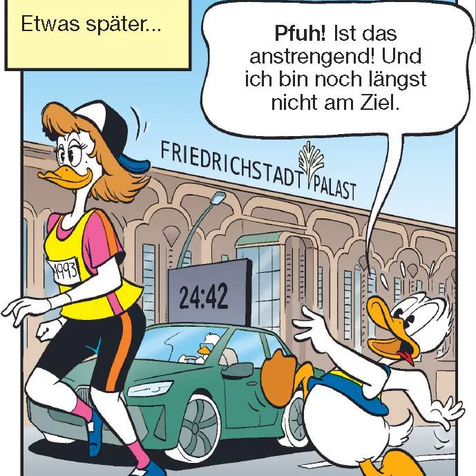 Donald Duck watschelt vorbei am Friedrichstadt Palast.