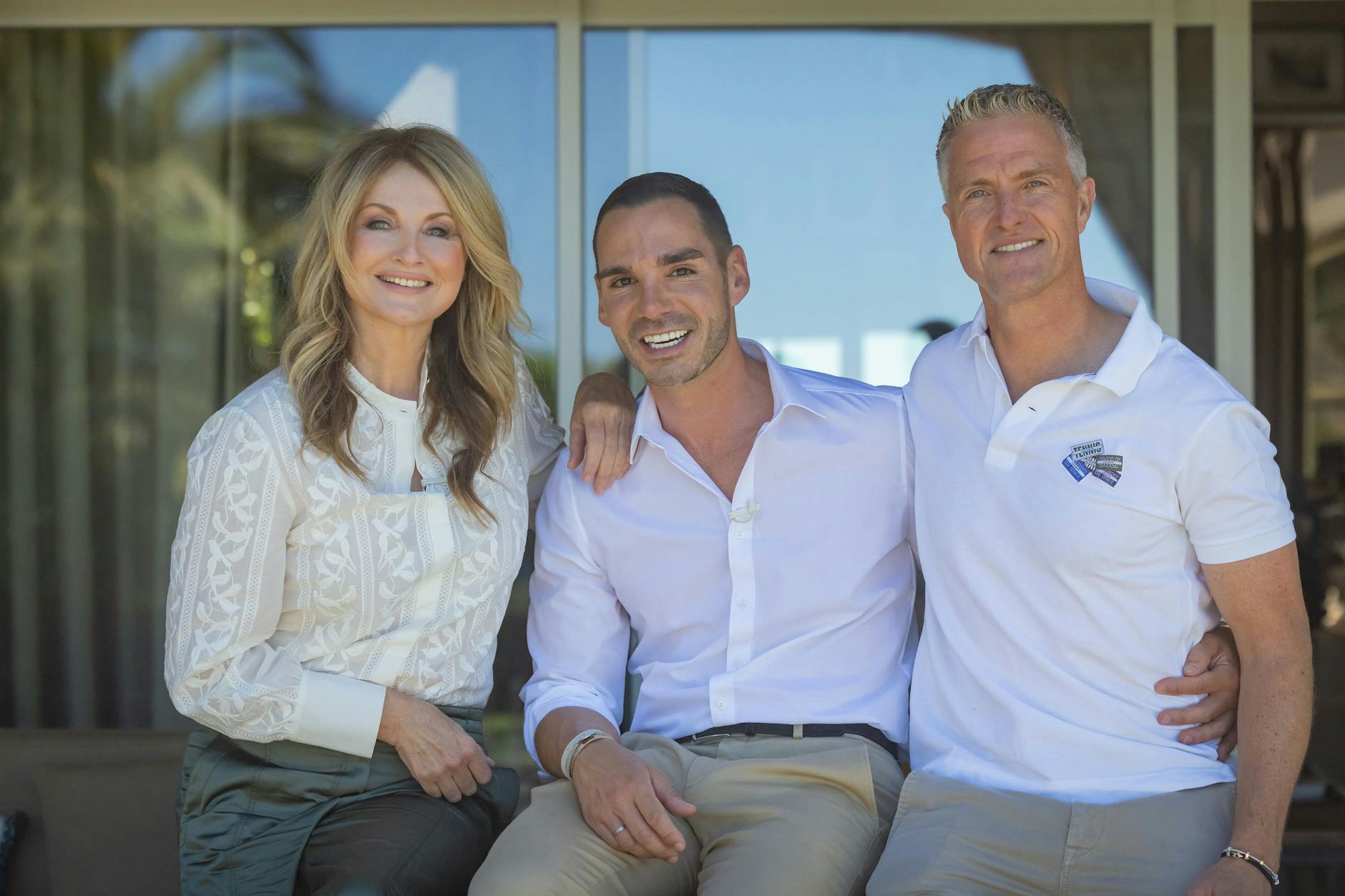 Frauke Ludowig führte ein Interview mit Ralf Schumacher (r.) und dessen Lebensgefährten Étienne Bousquet-Cassagne.