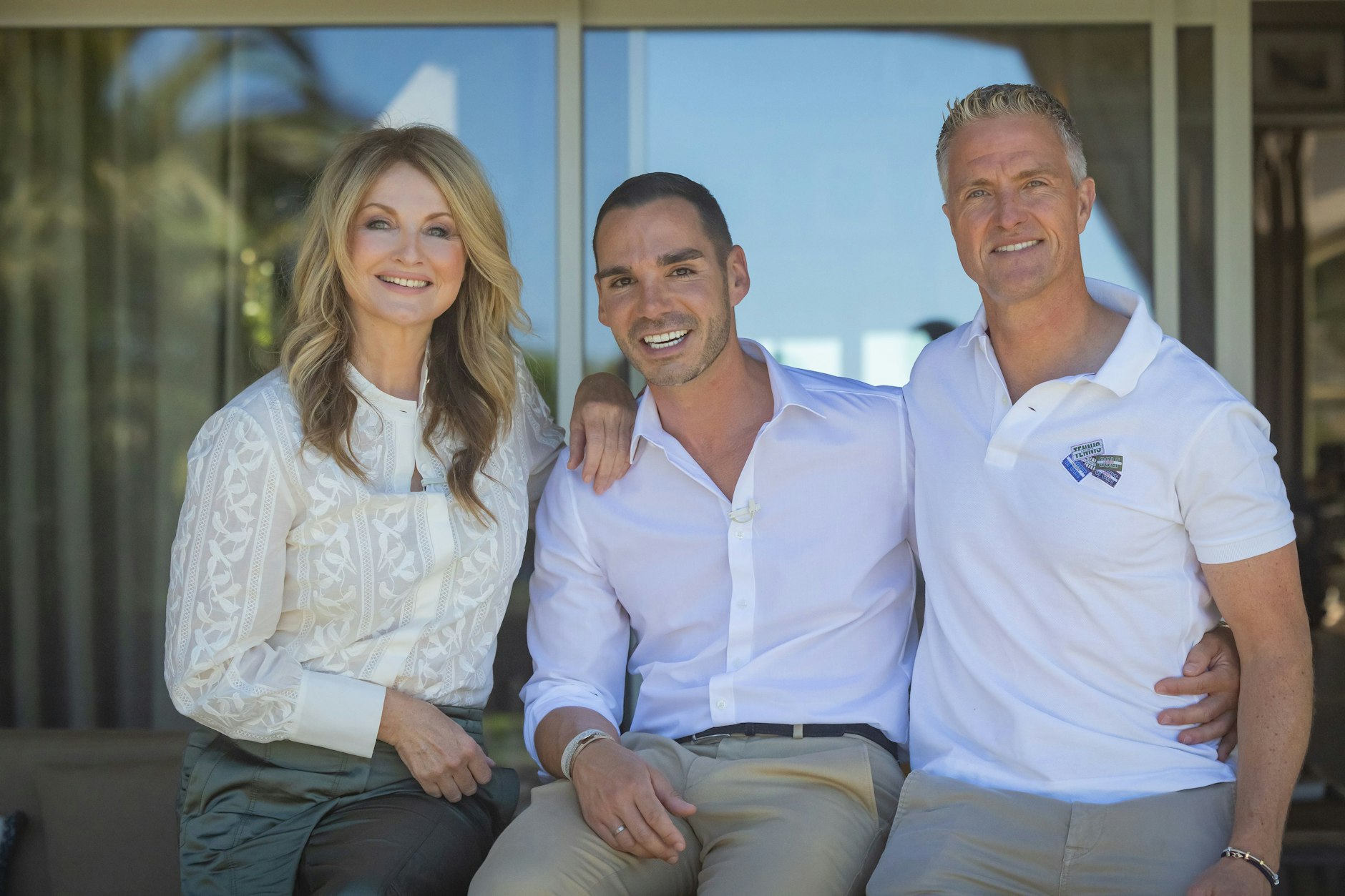 Frauke Ludowig führte ein Interview mit Ralf Schumacher (r.) und dessen Lebensgefährten Étienne Bousquet-Cassagne.