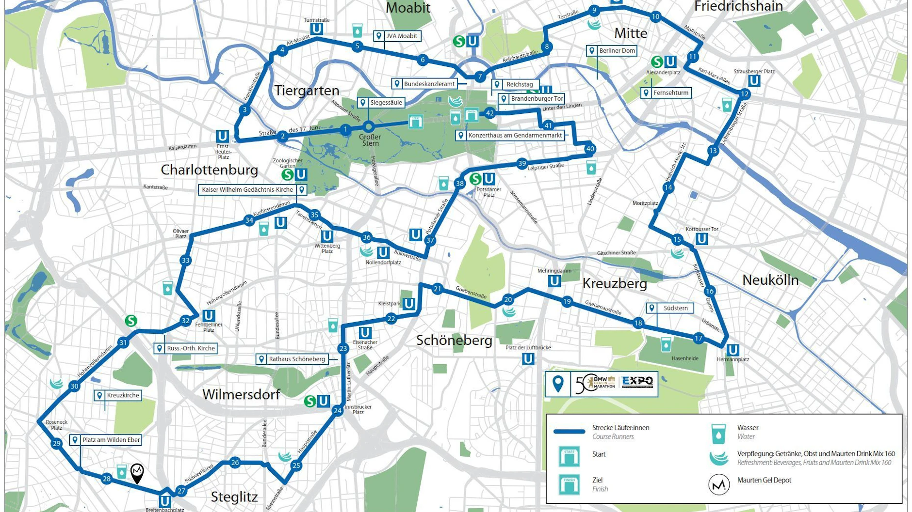 Hier sehen Sie den Streckenverlauf des Berlin-Marathons 2024.