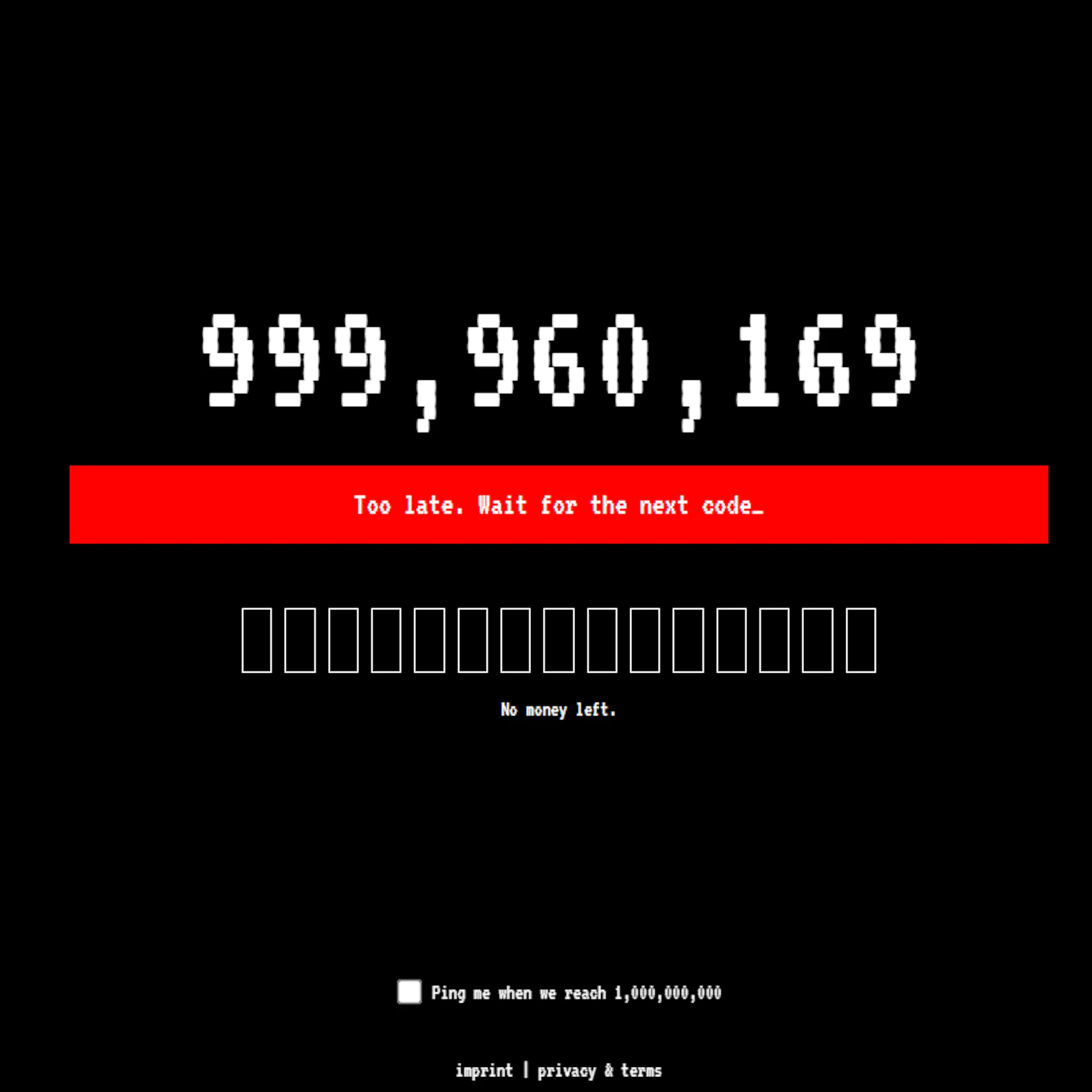 Der Countdown läuft in Richtung eine Milliarde.