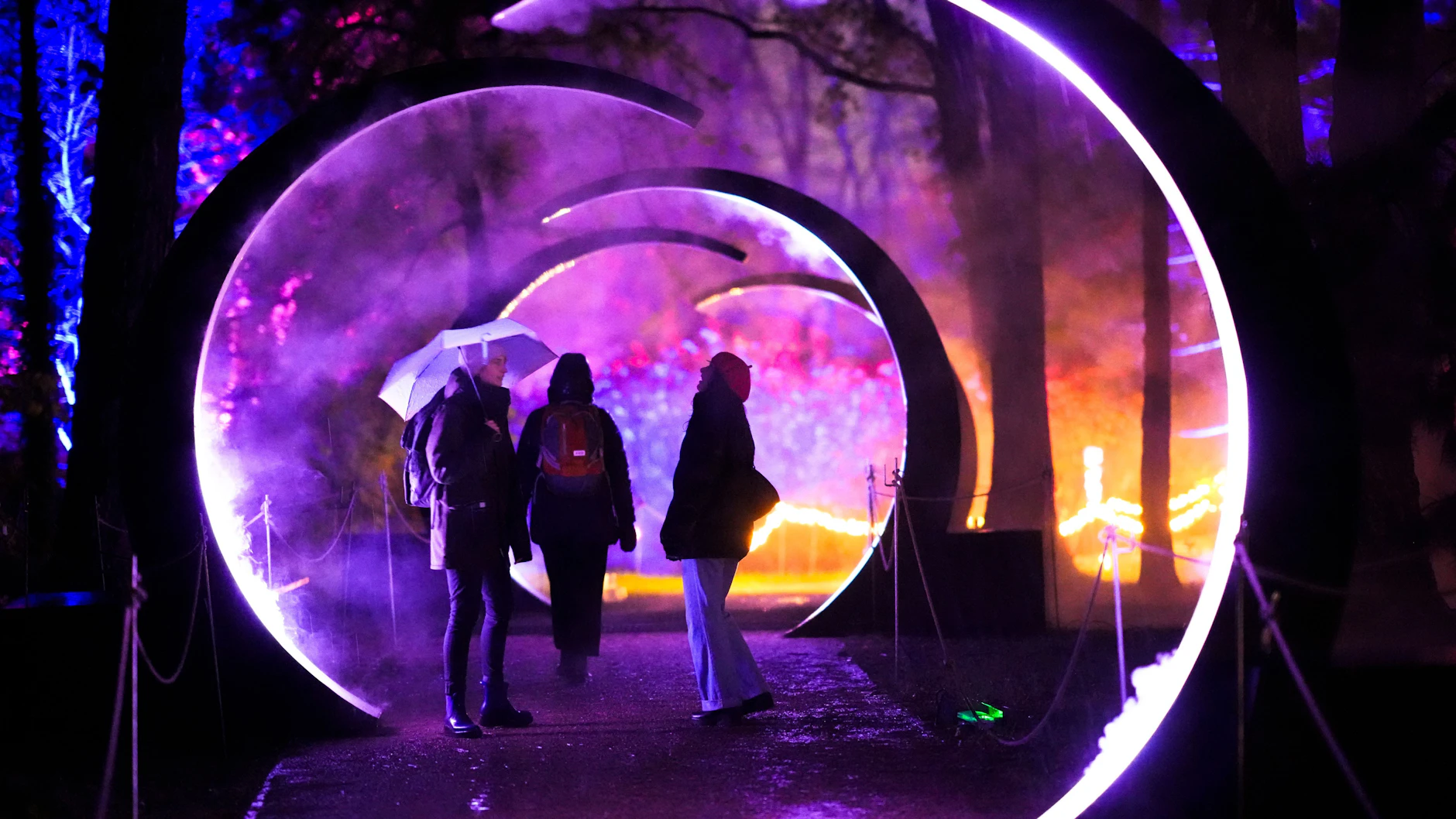 Ein Spaziergang durch Lichtinstallationen: Damit lockt der Christmas Garden im Botanischen Garten.