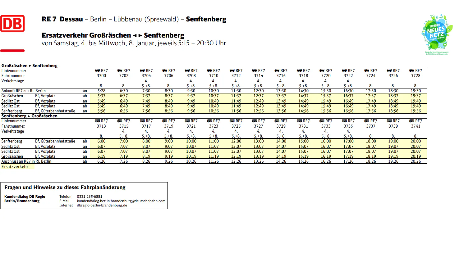 So fahren die Busse zwischen Großräschen und Senftenberg.