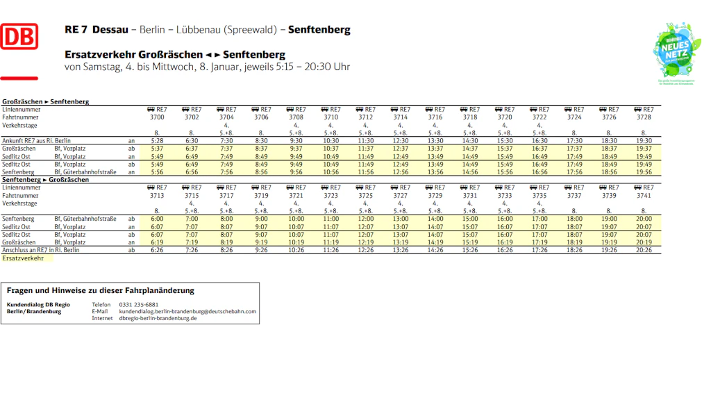 So fahren die Busse zwischen Großräschen und Senftenberg.