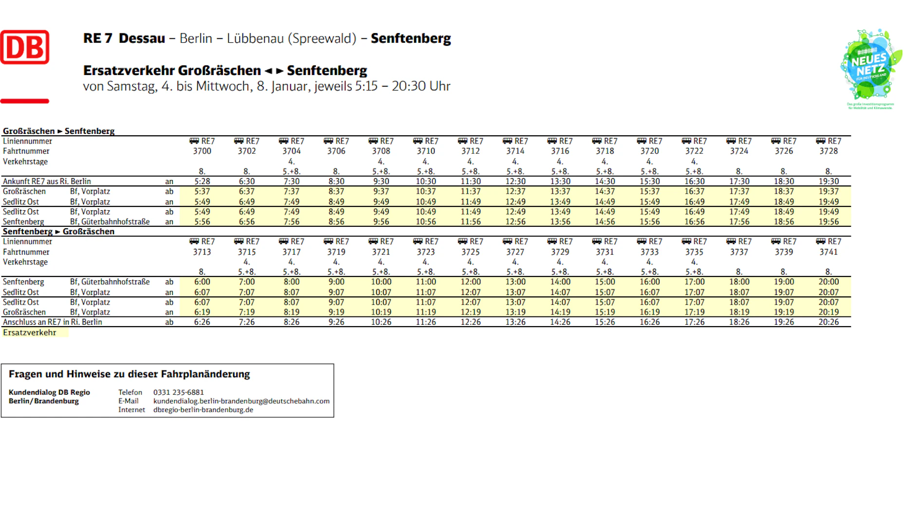 So fahren die Busse zwischen Großräschen und Senftenberg.