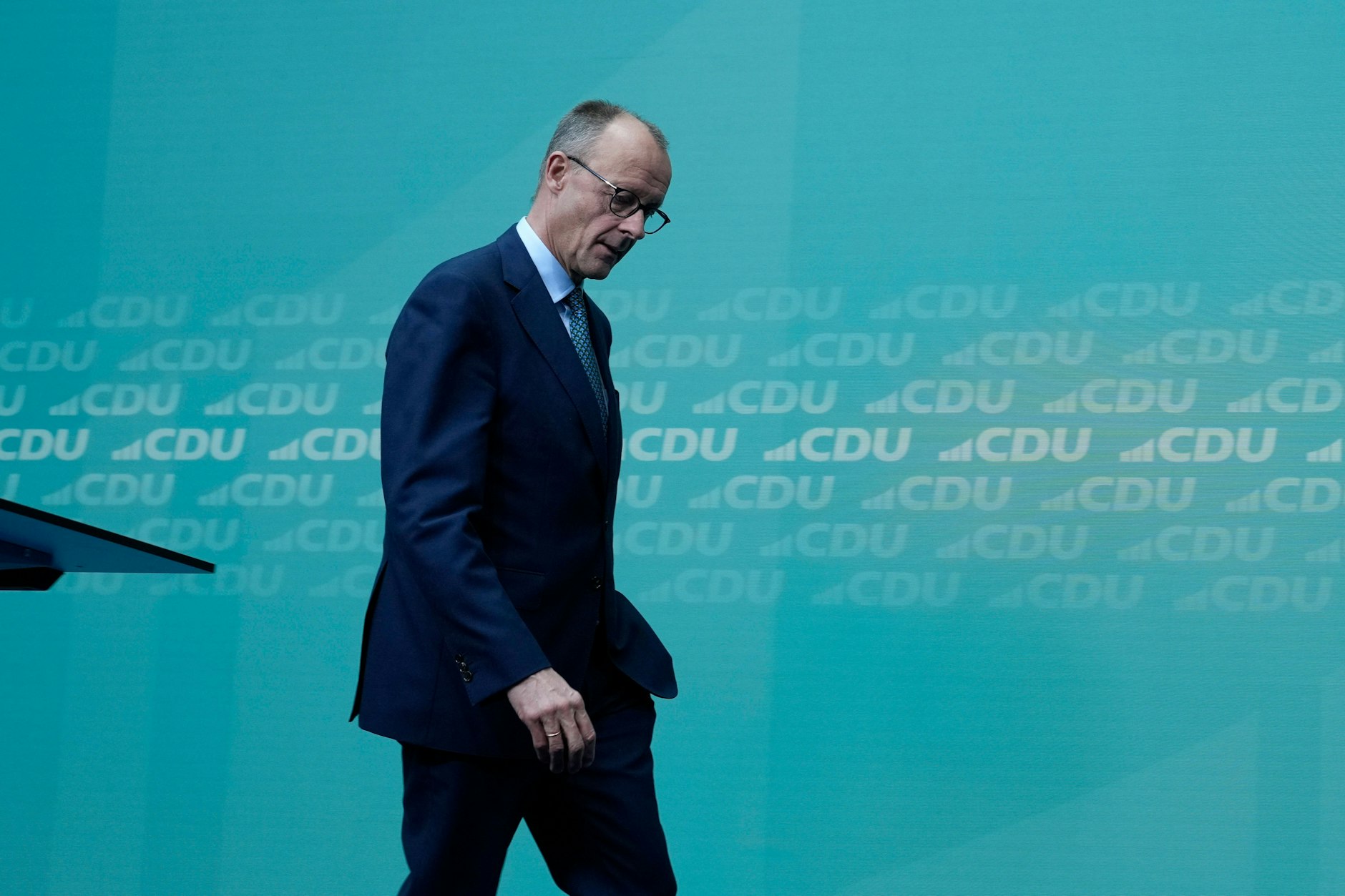 Friedrich Merz während einer Pressekonferenz im Konrad-Adenauer-Haus