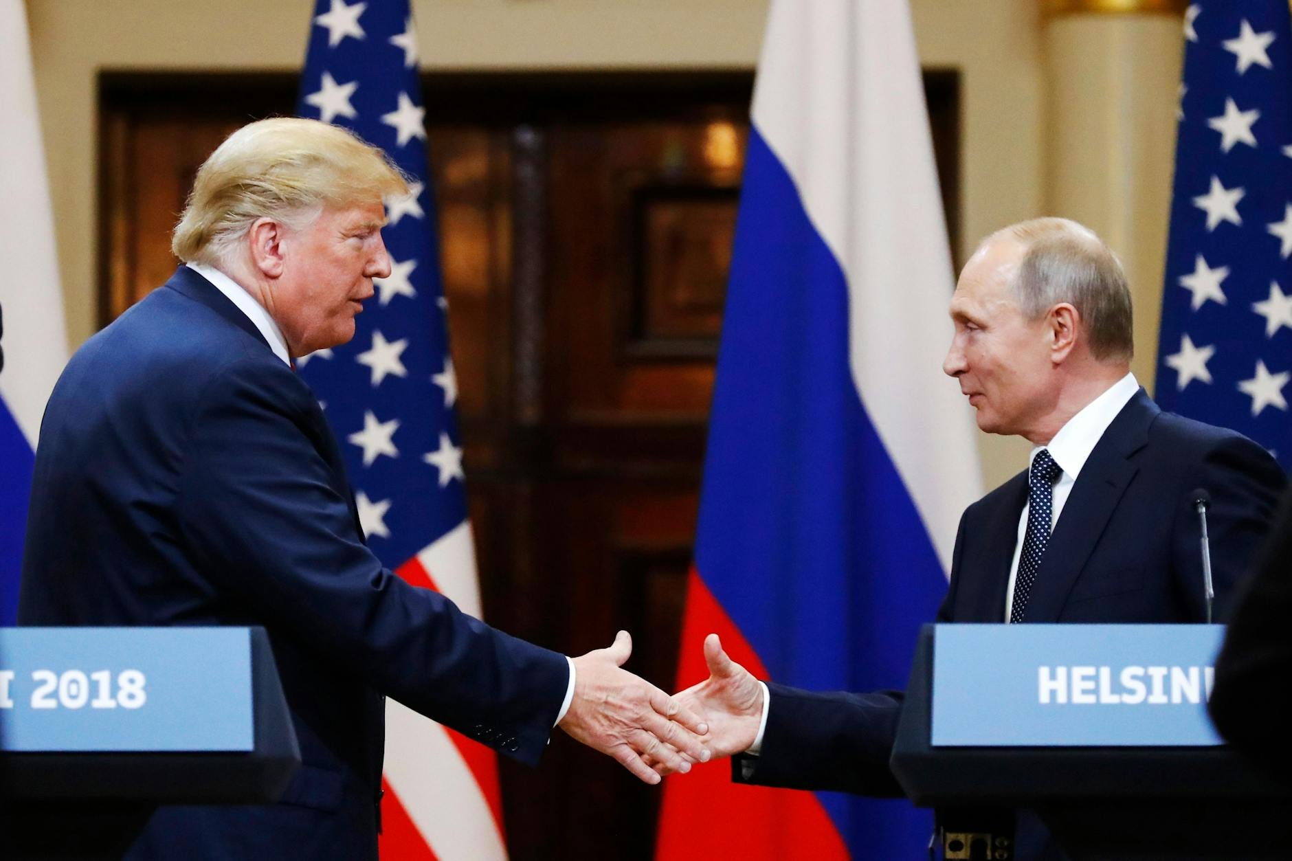 Die USA und Russland handeln Frieden für die Ukraine aus. Foto von US-Präsident Donald Trump und Russlands Präsident Wladimir Putin aus dem Jahr 2018.