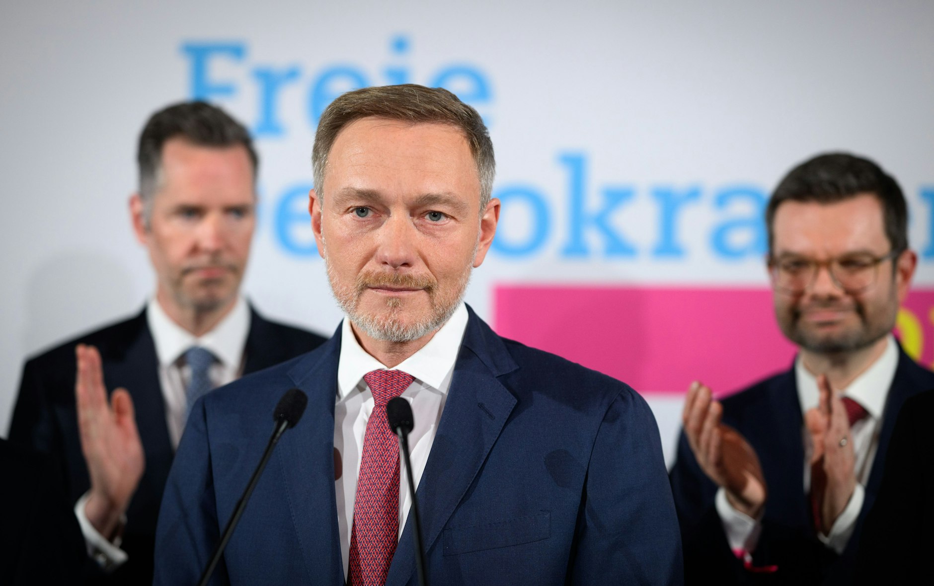 Christian Lindner äußert sich bei der Wahlparty der Freien Demokraten (FDP)
