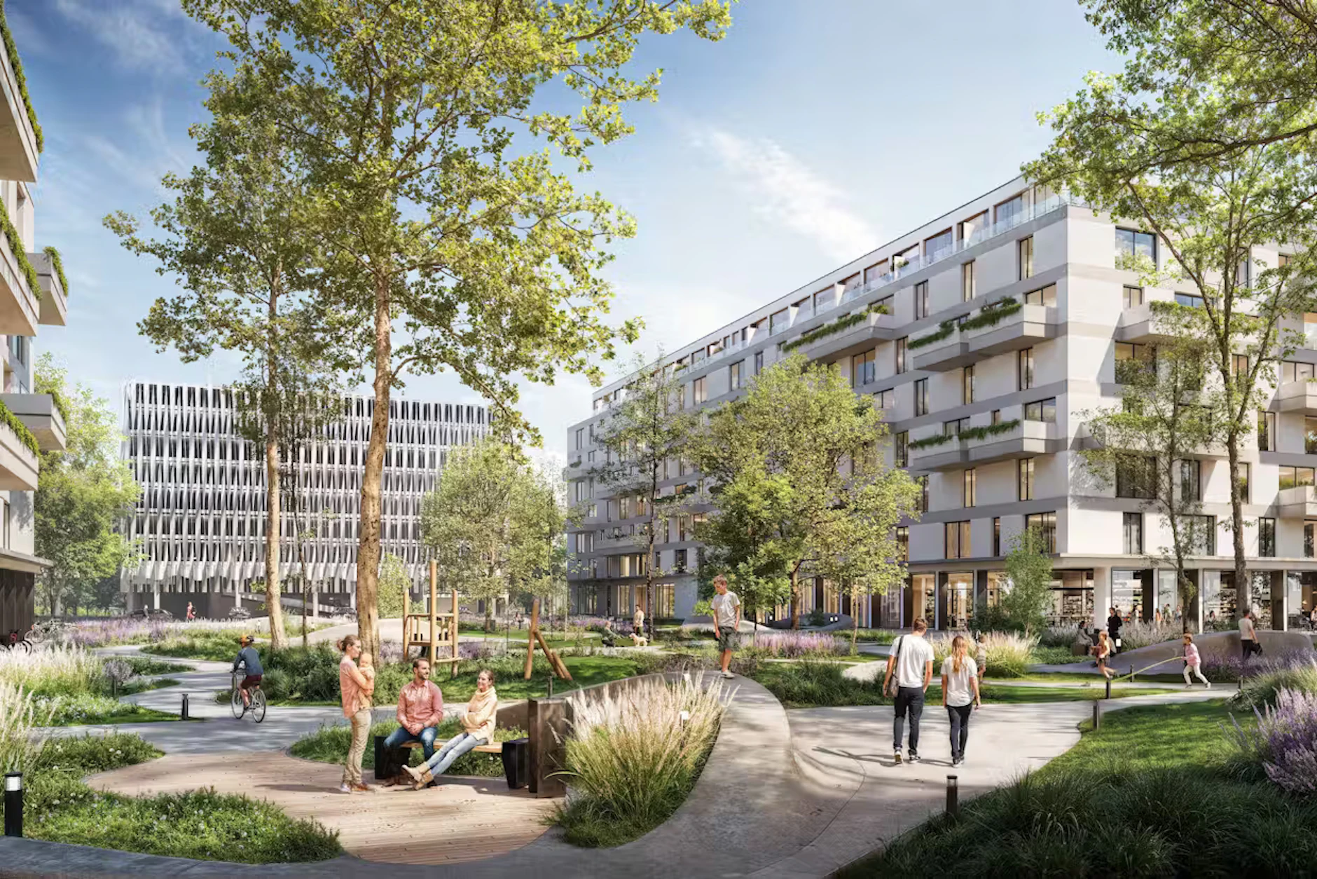So könnte es an der Ruine des Kongresszentrums und Sportlerhotels einmal aussehen: Visualisierung für das „Quartier Konrad-Wolf-Straße“.