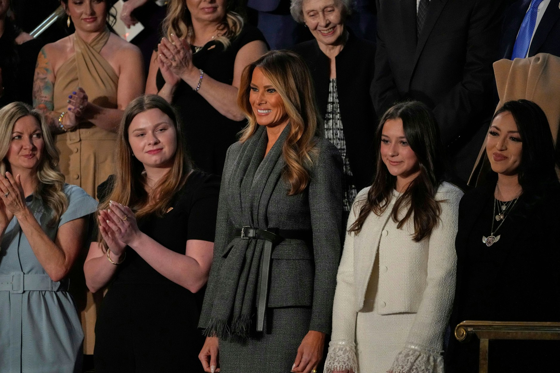 First Lady Melania Trump trifft ein, bevor US-Präsident Trump vor dem Kongress spricht.