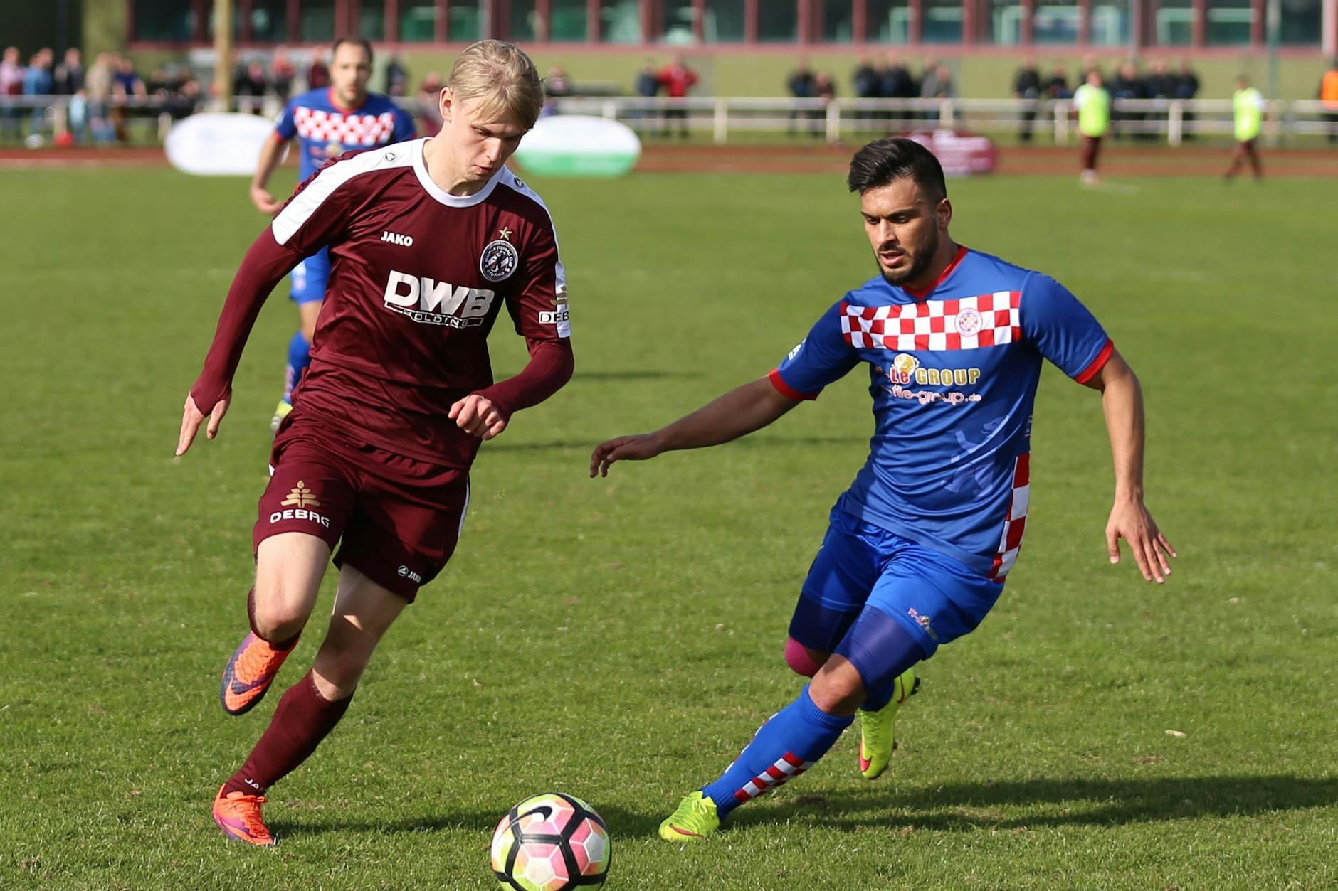 Joey Breitfeld (l.) war schon 2017 Spieler beim BFC Dynamo, als die Fußballer aus Hohenschönhausen zuletzt im Pokal auf S.D. Croatia trafen.