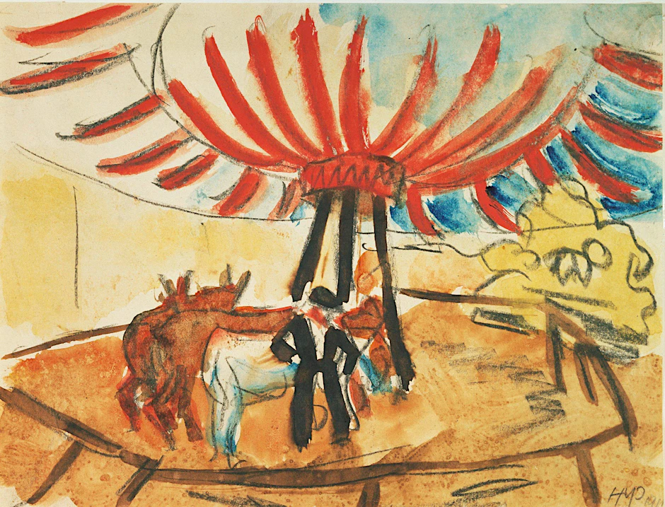 Max Pechstein: „Zirkus“, 1911, Aquarell über Kreide auf Papier
