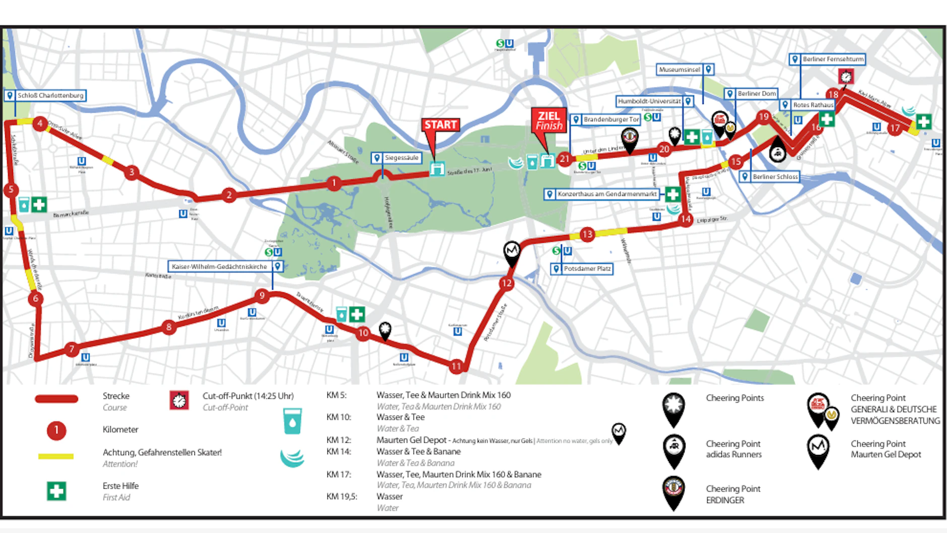Das ist der Streckenverlauf des Berliner Halbmarathons.