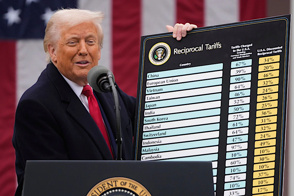 US-Präsident Donald Trump bei der Verkündung seiner neuen Zollpolitik.