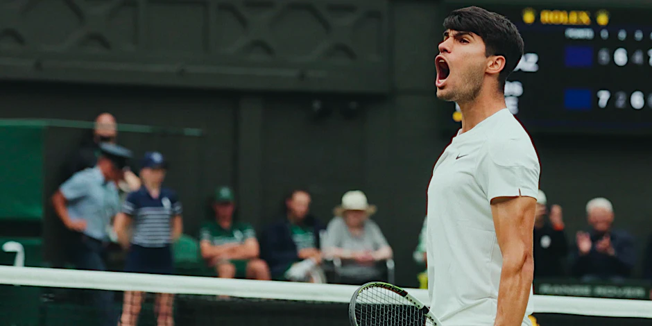 Auf dem Weg zum vierten Grand Slam: Carlos Alcaraz in Wimbledon.