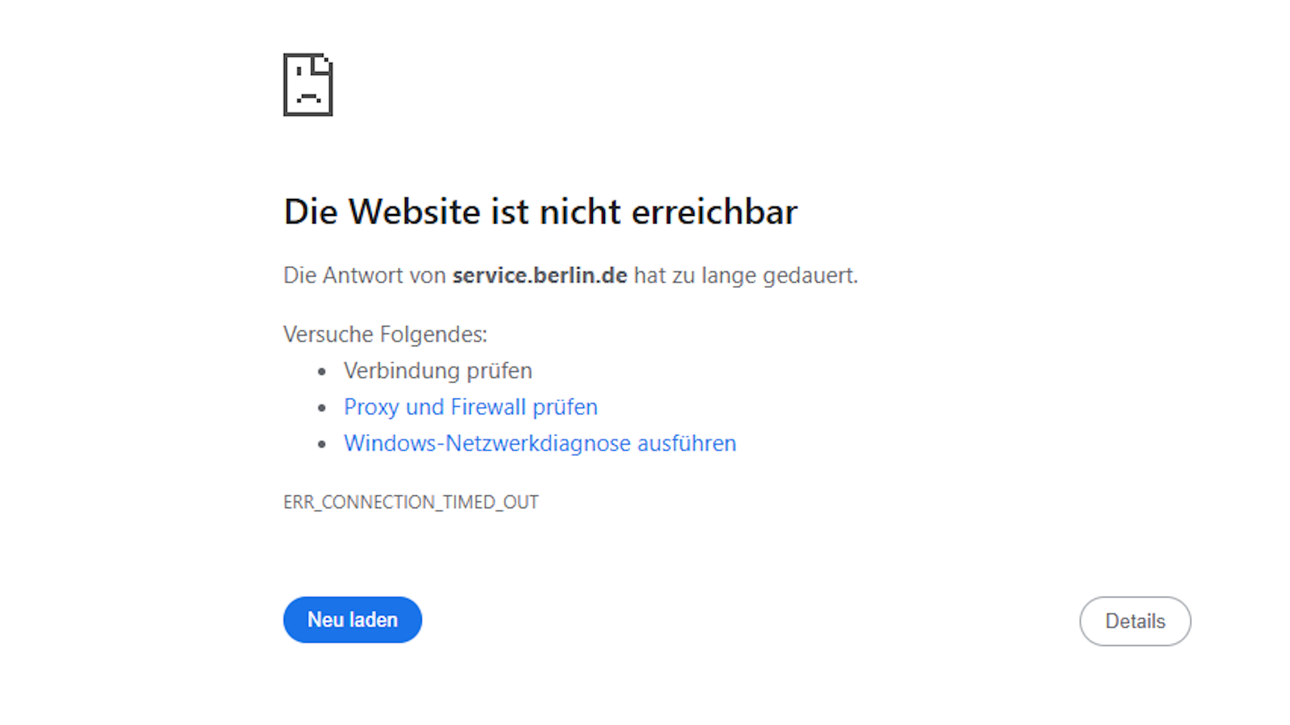 Nur noch dieser Schriftzug ist zu sehen, wenn man eine Website von berlin.de aufrufen möchte.