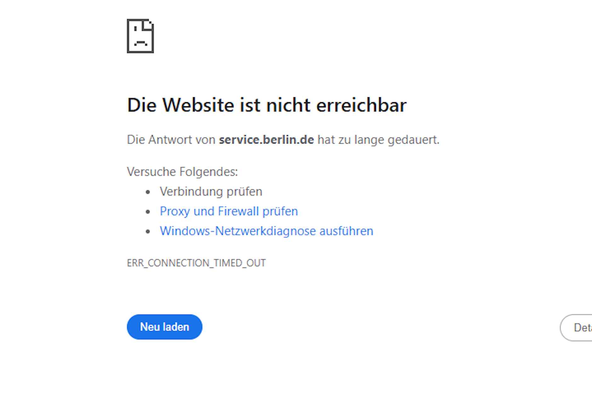 Nur noch dieser Schriftzug ist zu sehen, wenn man eine Website von berlin.de aufrufen möchte.