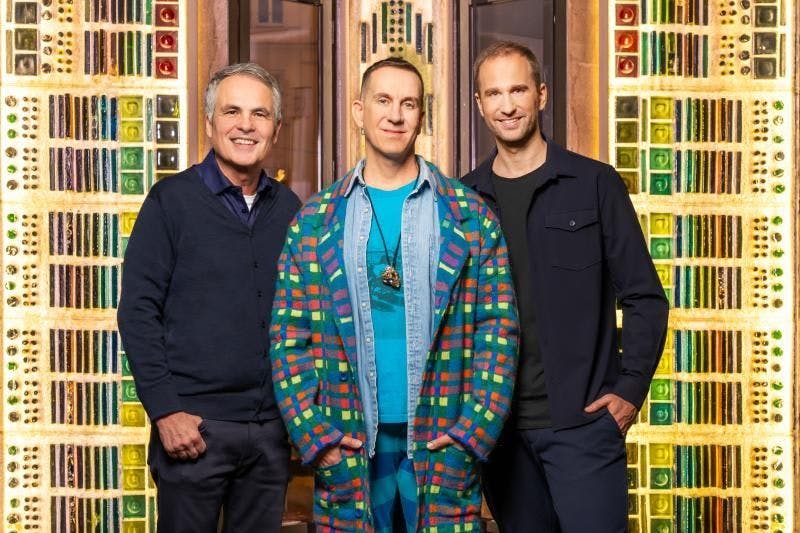 Intendant und Produzent Berndt Schmidt, Stardesigner Jeremy Scott und Autor und Regisseur Oliver Hoppmann (von links nach rechts)