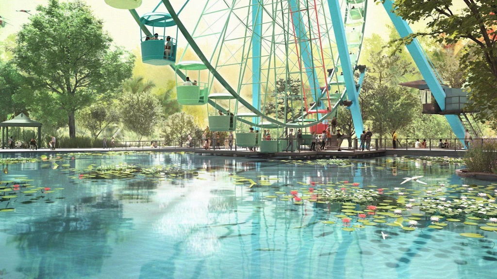 Im Spreepark sollen bald wieder die Gondeln vom Riesenrad über dem Wasser schweben. 