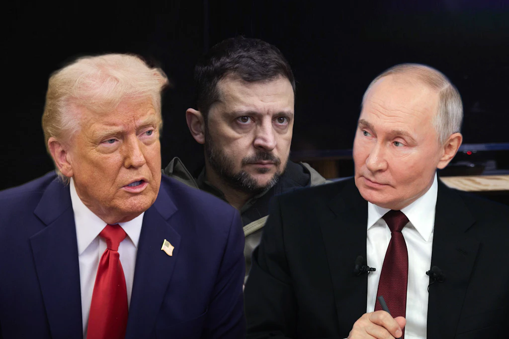 Donald Trump, Wolodymyr Selenskyj und Wladimir Putin