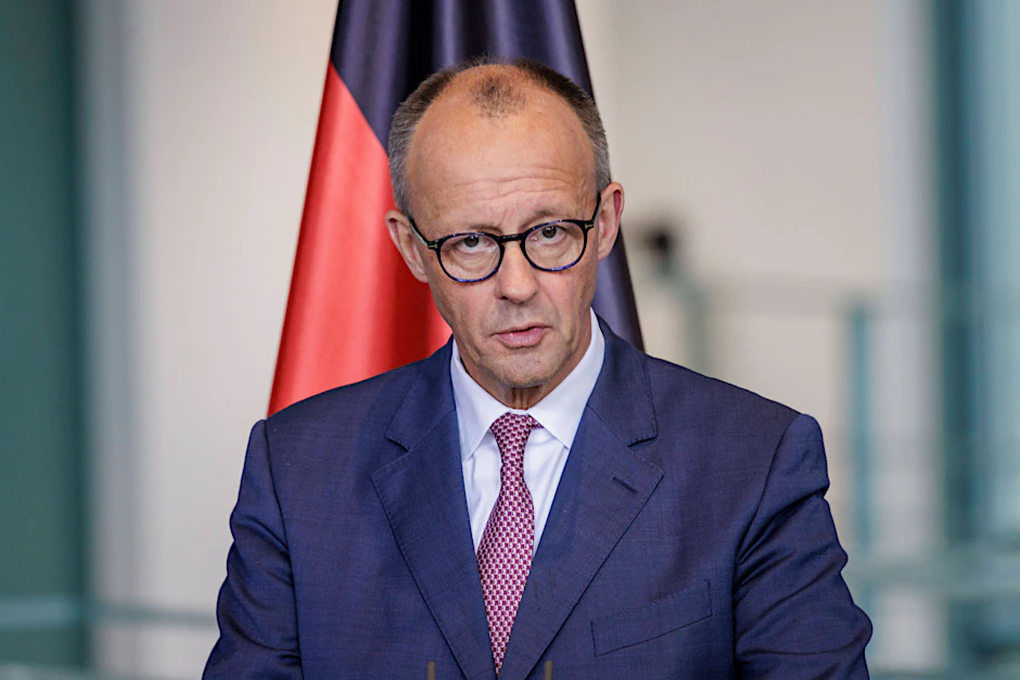 Bundeskanzler Friedrich Merz während einer Pressekonferenz in Berlin am 28. Mai. Symbolbild.