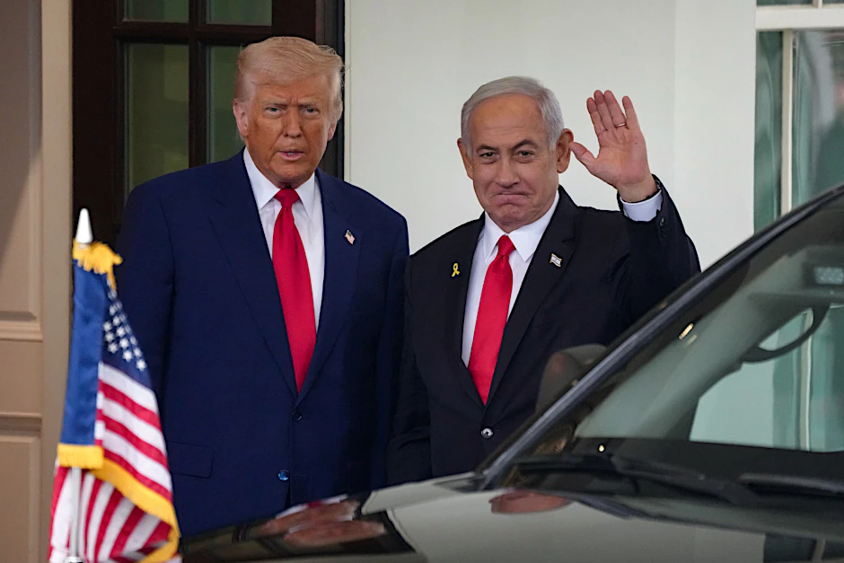 April 2025: US-Präsident Donald Trump begrüßt Israels Ministerpräsident Benjamin Netanjahu im Weißen Haus.