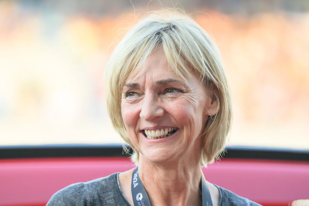 Heike Drechsler bei der Leichtathletik-Veranstaltung Goldenes Oval in Dresden, 2024