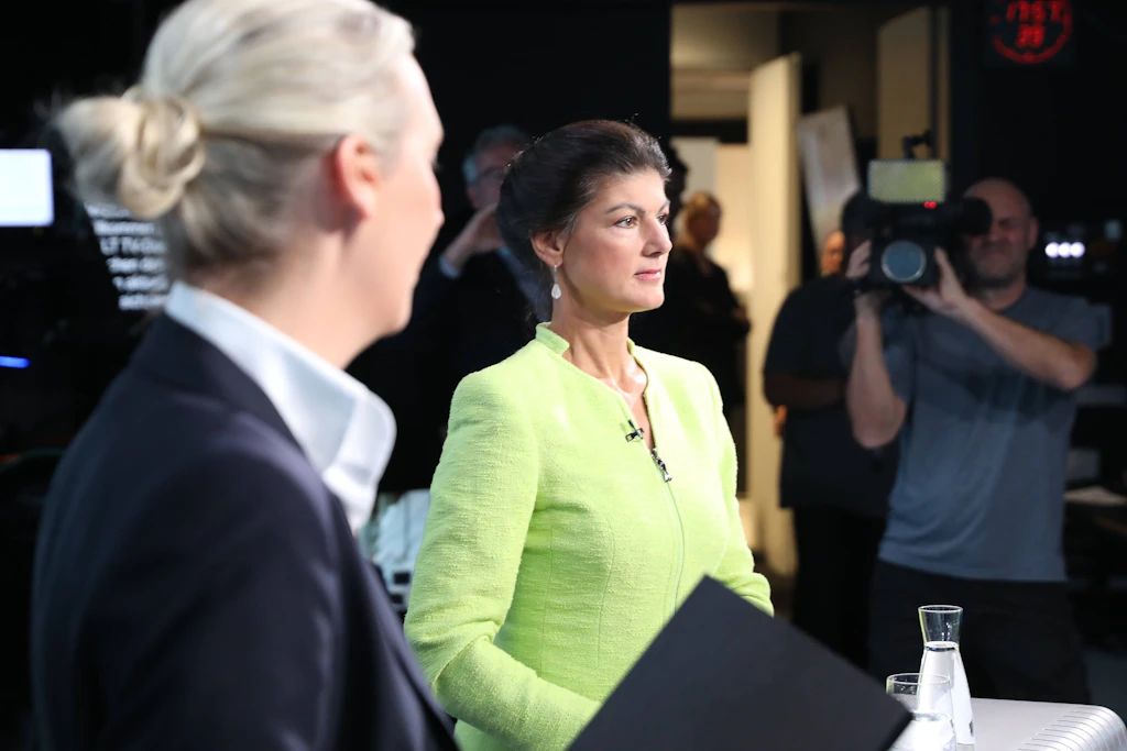 Alice Weidel und Sahra Wagenknecht im Fernsehduell von Welt TV im Oktober 2024
