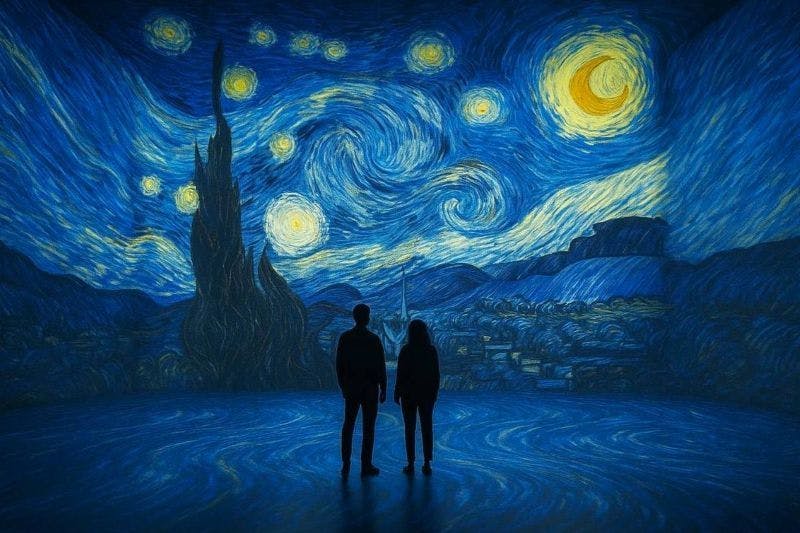 Ein flirrendes Firmament über schlafender Landschaft. Van Gogh malte, was er fühlte – nicht, was er sah.<br> Die „Sternennacht“ als Fenster in eine bewegte Seele.