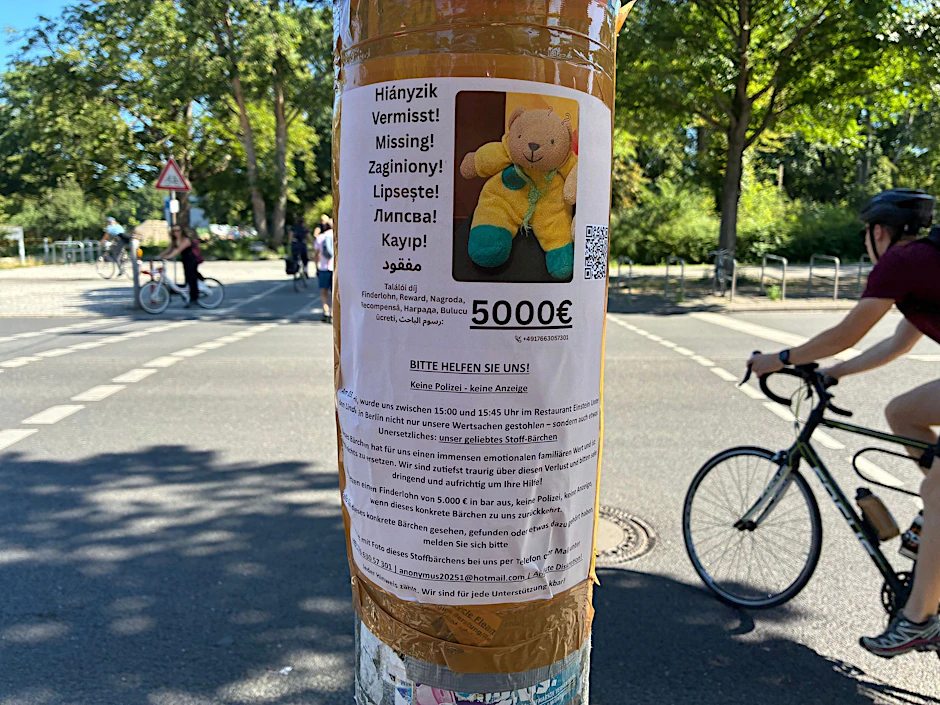 Der Teddy wurde Anfang Juni gestohlen.