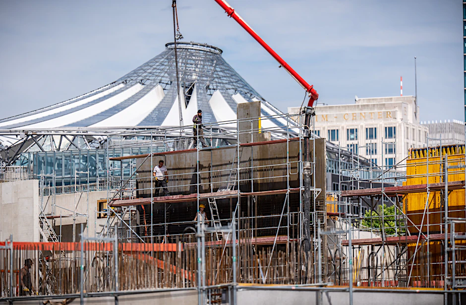 Die Baustelle zum Museumsneubau „berlin modern“ am Kulturforum hinter dem Potsdamer Platz