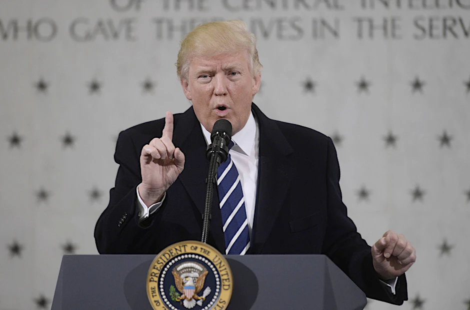 US-Präsident Donald Trump während einer Rede in der CIA-Zentrale in Langley.