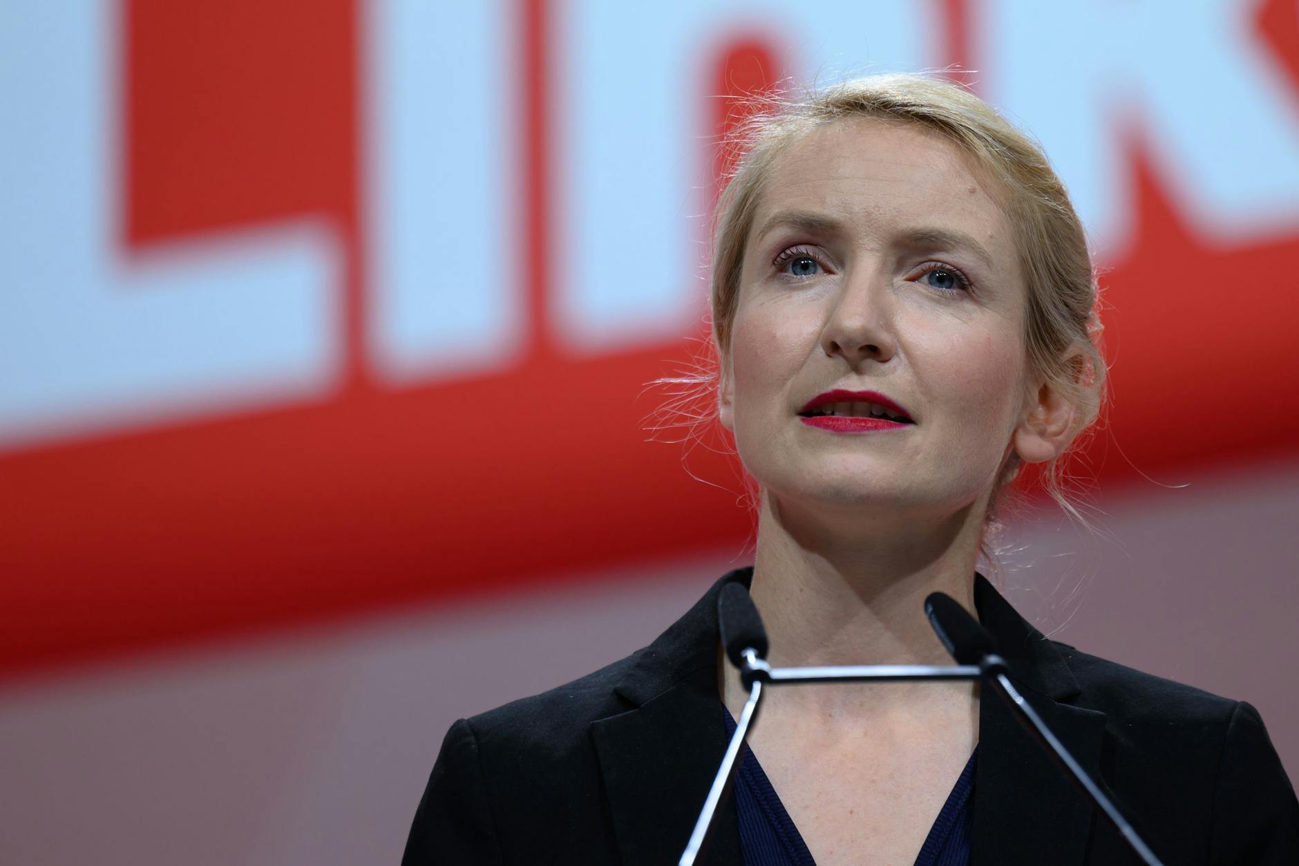 Die Bundesvorsitzende der Linken Ines Schwerdtner.