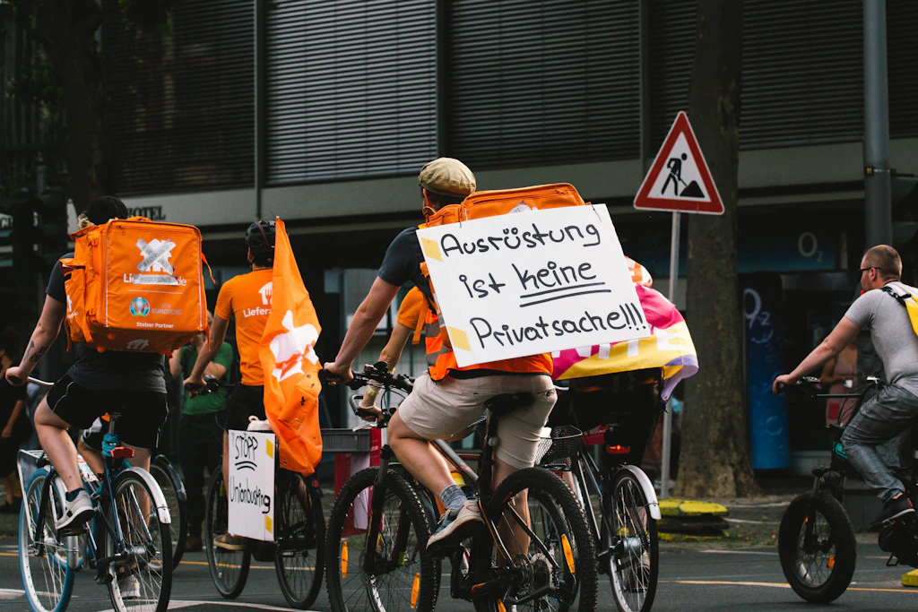 Demonstration für bessere Arbeitsbedingungen bei Lieferando, 2021