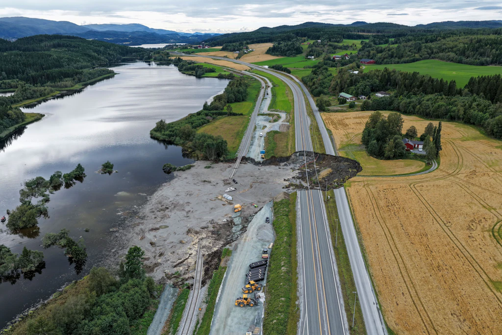Erdrutsch am Nesvatnet bei Levanger.