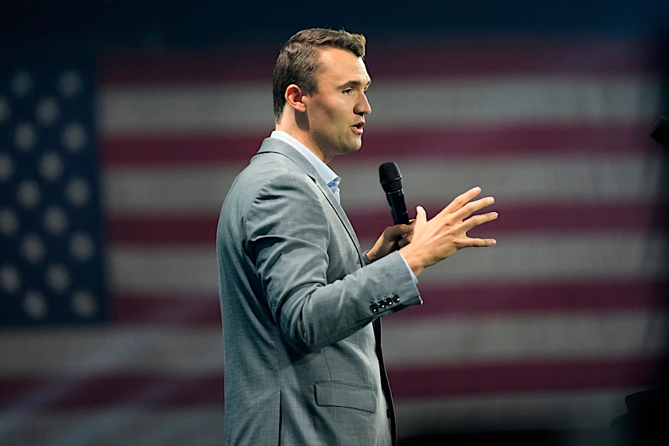 Charlie Kirk, Gründer von Turning Point USA, während einer Rede im Jahr 2024. Er wurde am Mittwoch bei einer Diskussionsveranstaltung erschossen.