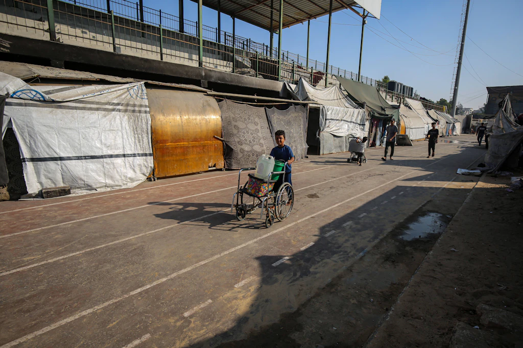 Geflüchtete Palästinenser im Al-Yarmouk-Stadion in Gaza