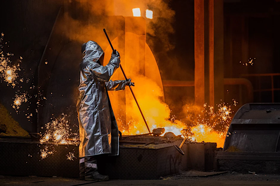 Ein Stahlarbeiter von Thyssenkrupp arbeitet am Hochofen 8 auf dem Werksgelände. Wird Deutschlands größte Stahlfirma Thyssenkrupp Steel Europe nach Indien verkauft?