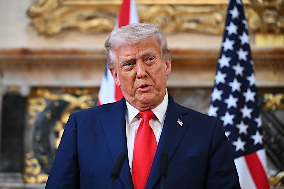 US-Präsident Donald Trump spricht während einer Pressekonferenz in Großbritannien.