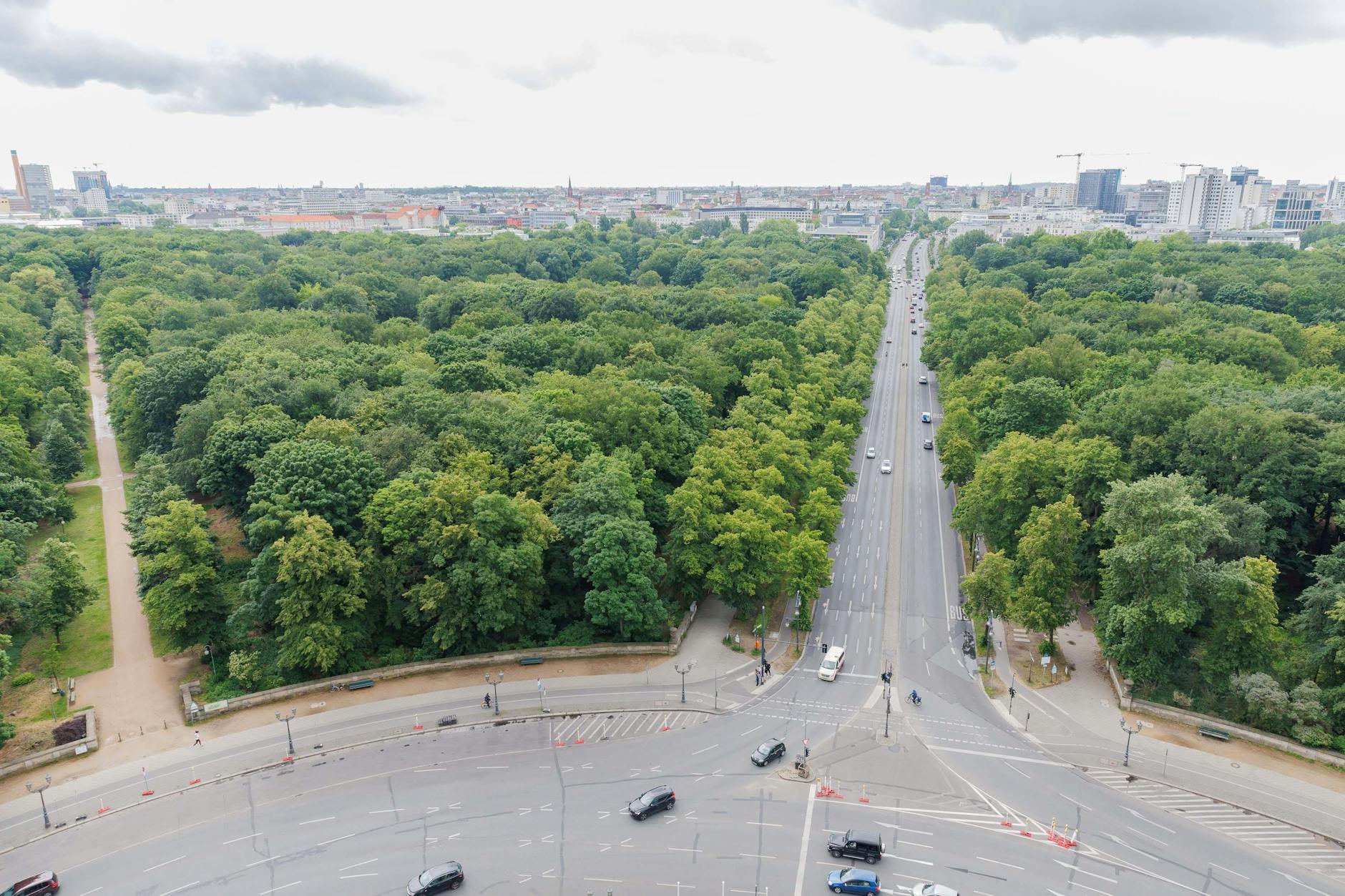Uitzicht vanaf de Siegessäule richting Hofjägerallee