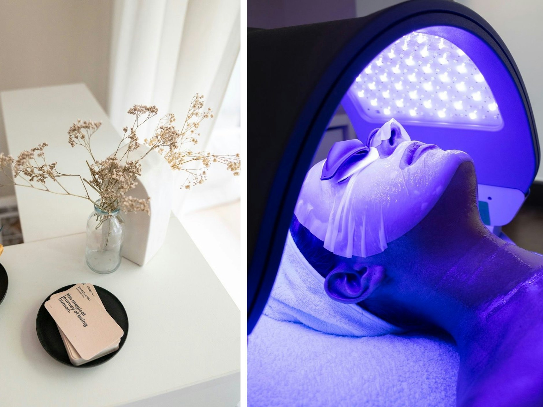 Die Blaulichtlampe ist nur einer von vielen Schritten bei der einstündigen „Korean Glass Skin“ Behandlung.