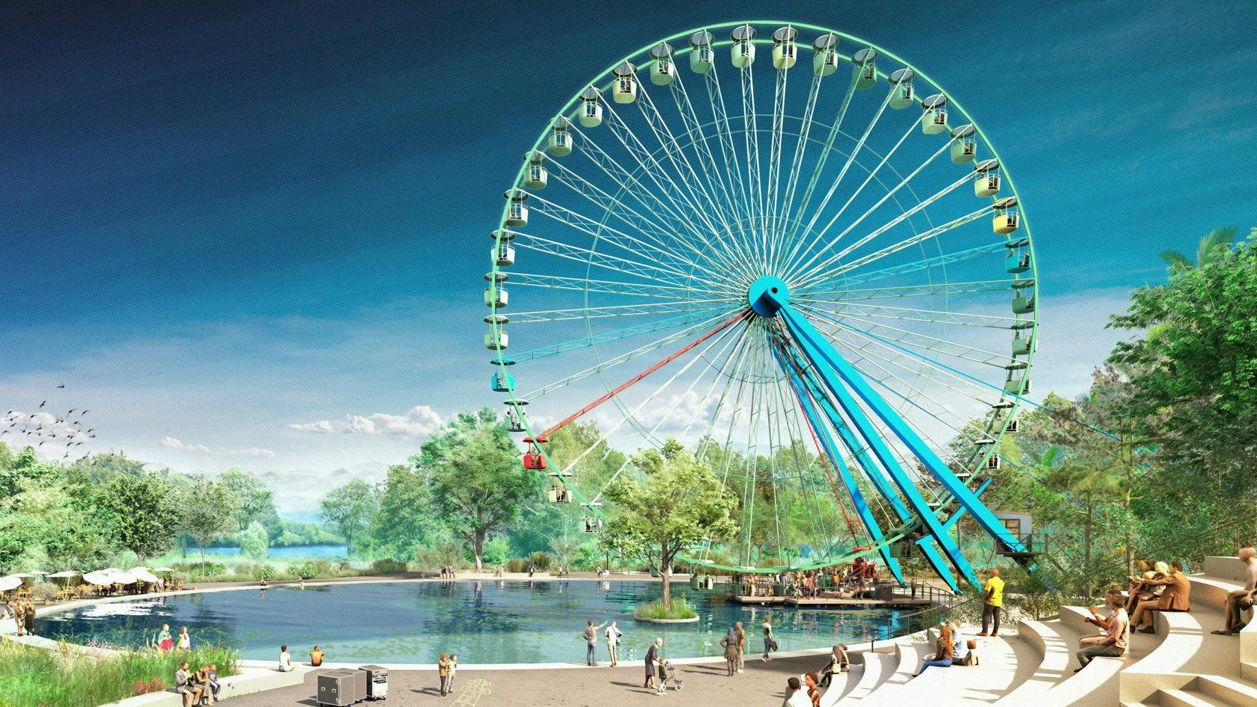 So wird das Riesenrad im Spreepark aussehen, wenn es fertig ist.