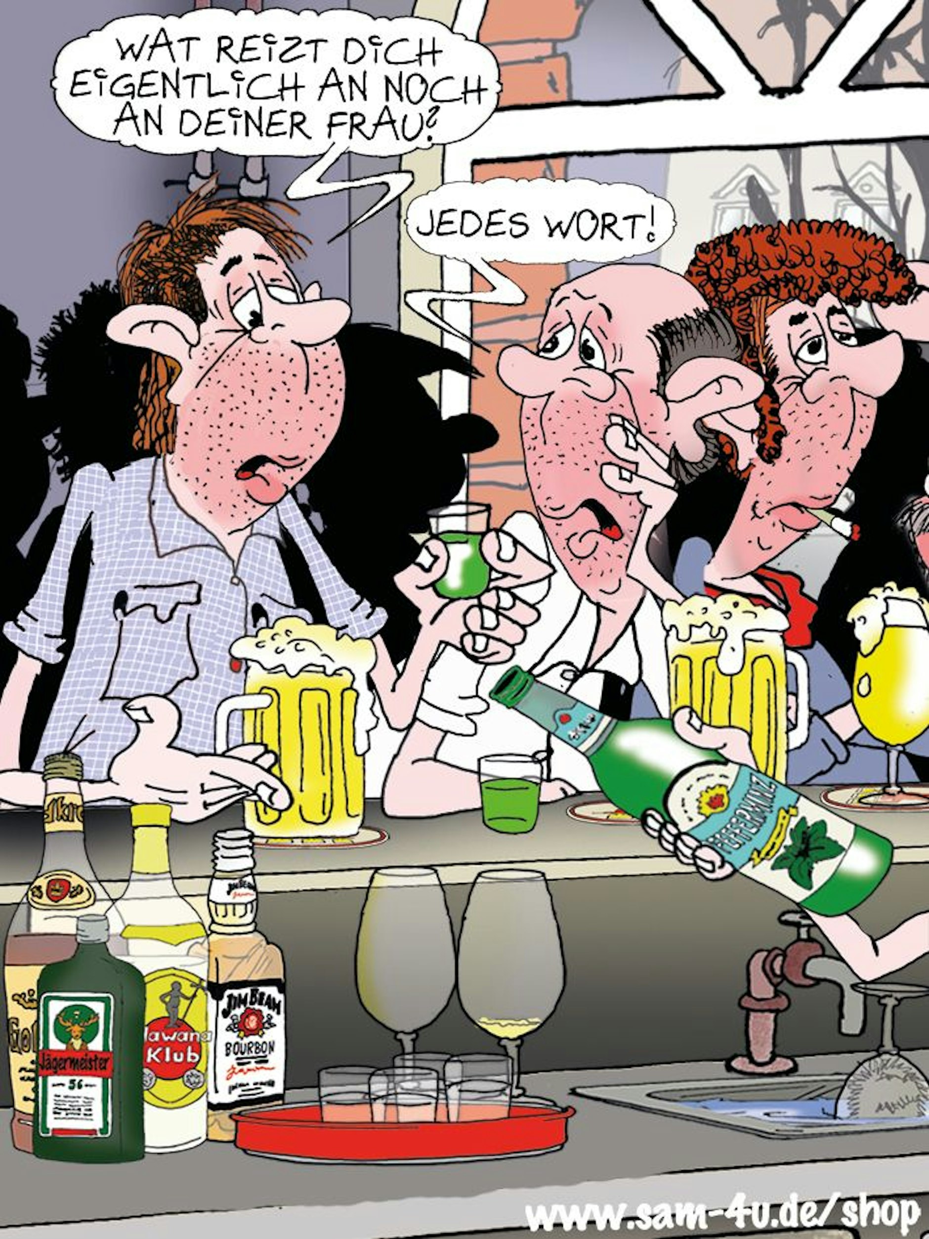 Der Cartoon des Tages kommt auch heute von unserem Zeichner Sam Paff aus Berlin. Er bereichert jeden Tag unsere Rubrik Witz des Tages.